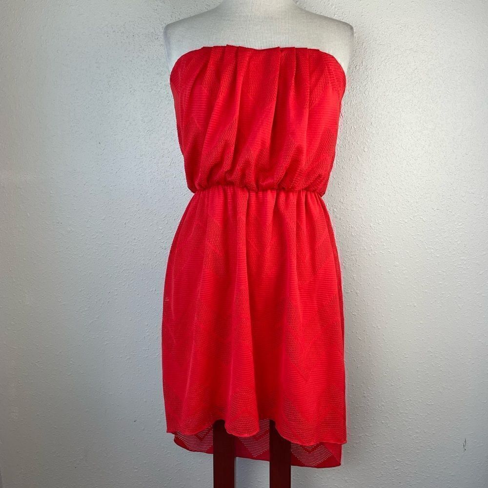 EUC City Triangles Womens Red Strapless Midi Dress Size L
